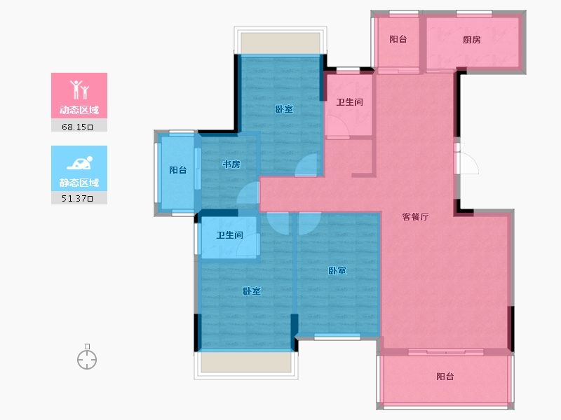 湖北省-咸宁市-公园里·学府-107.76-户型库-动静分区