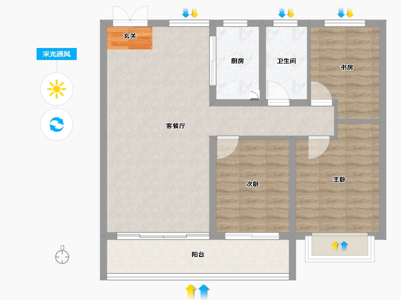 山东省-淄博市-天煜风华-80.93-户型库-采光通风