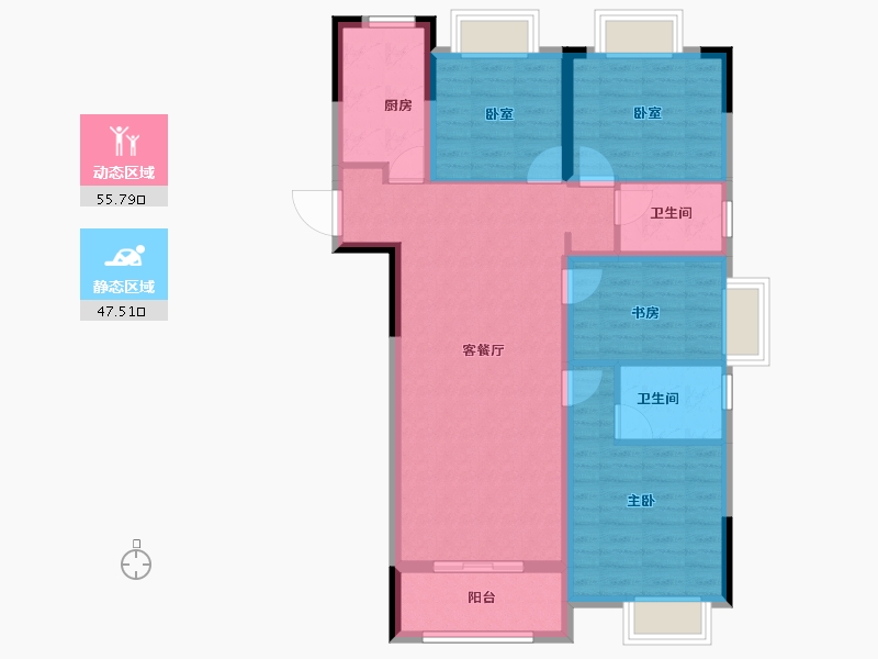 湖北省-黄冈市-南德上林公馆-92.44-户型库-动静分区