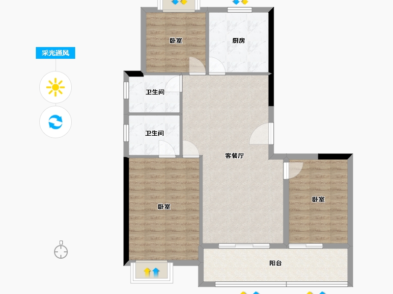 湖北省-武汉市-御湖园-94.93-户型库-采光通风