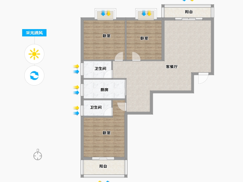 湖北省-咸宁市-桂泉花园-108.03-户型库-采光通风