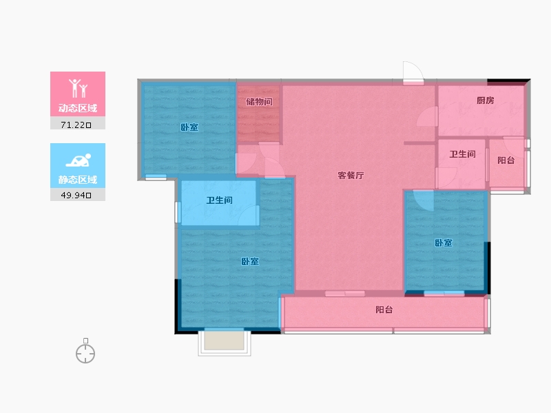 湖北省-黄冈市-荣信清江府-110.17-户型库-动静分区