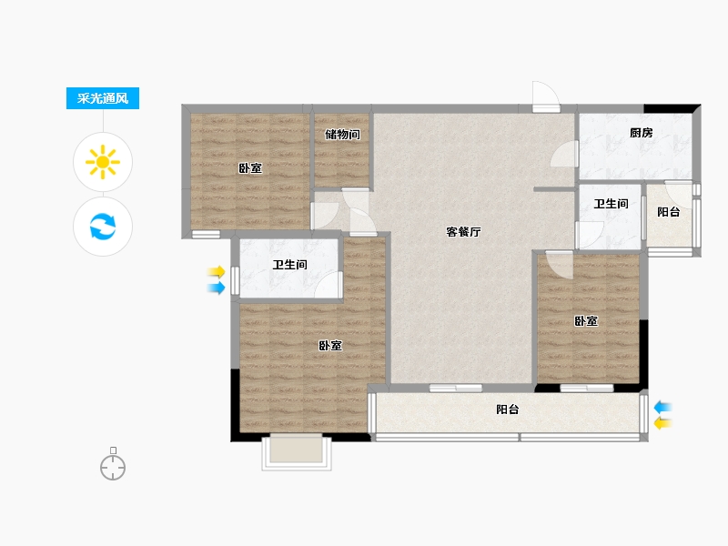 湖北省-黄冈市-荣信清江府-110.17-户型库-采光通风