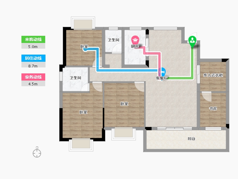 湖北省-黄冈市-程湖花园-107.21-户型库-动静线