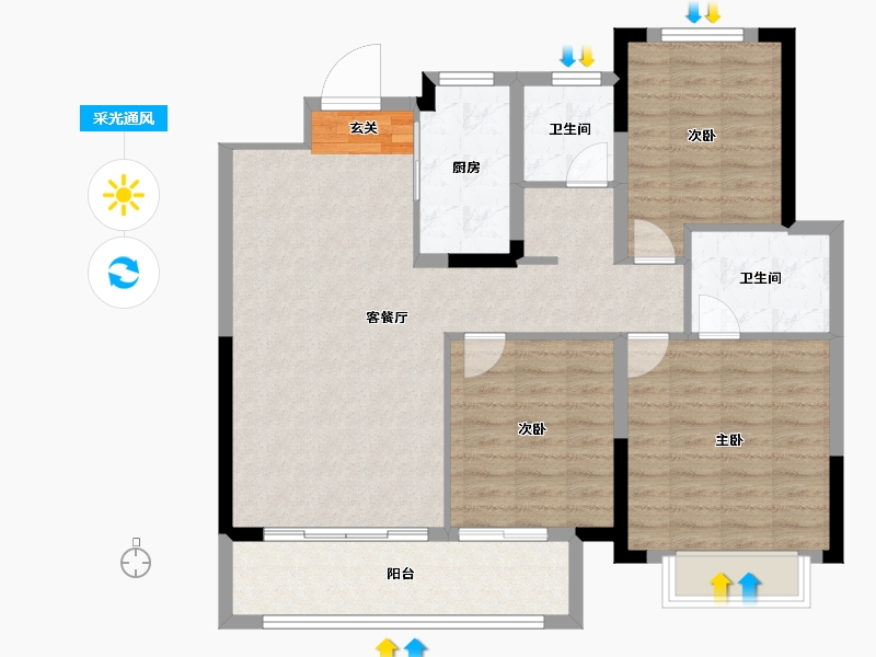 山东省-淄博市-中南高科创智花园-97.00-户型库-采光通风