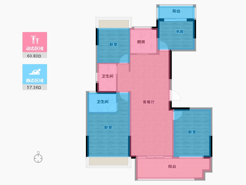 湖北省-黄冈市-御江·幸福里-106.01-户型库-动静分区