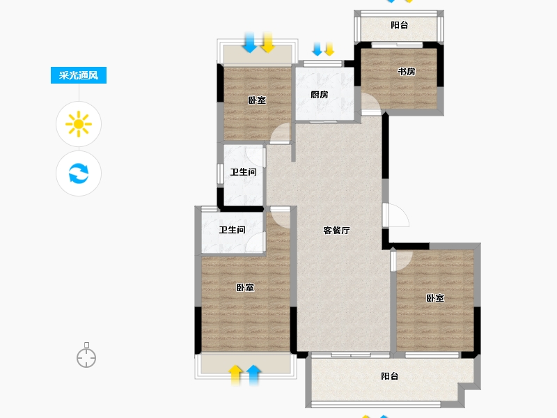 湖北省-黄冈市-御江·幸福里-106.01-户型库-采光通风