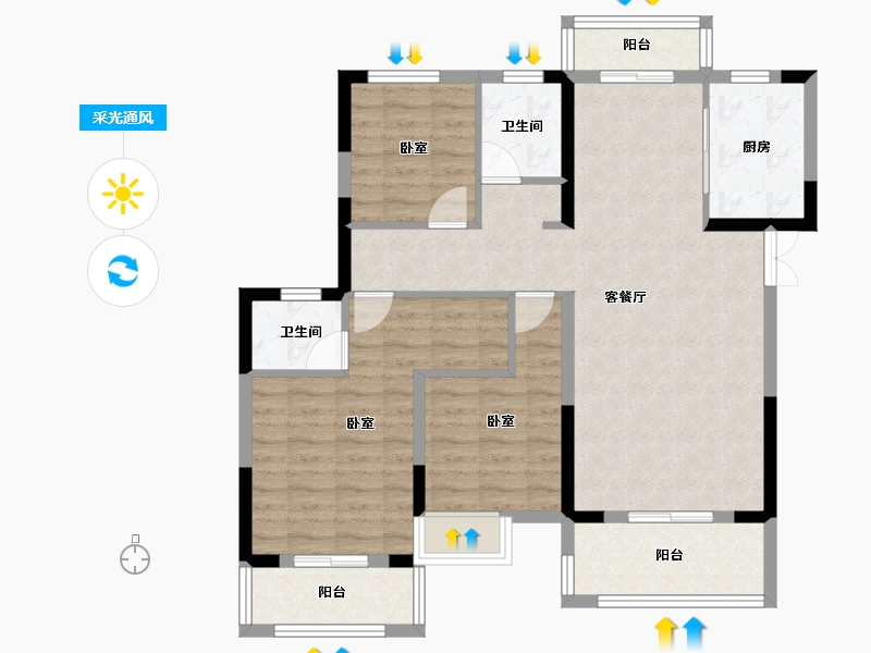 湖北省-黄冈市-红安汇景新城-94.48-户型库-采光通风