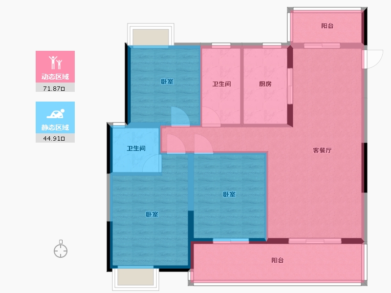 湖北省-黄冈市-东城学府-105.86-户型库-动静分区