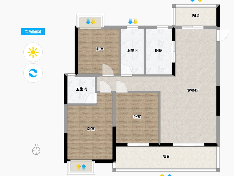 湖北省-黄冈市-东城学府-105.86-户型库-采光通风