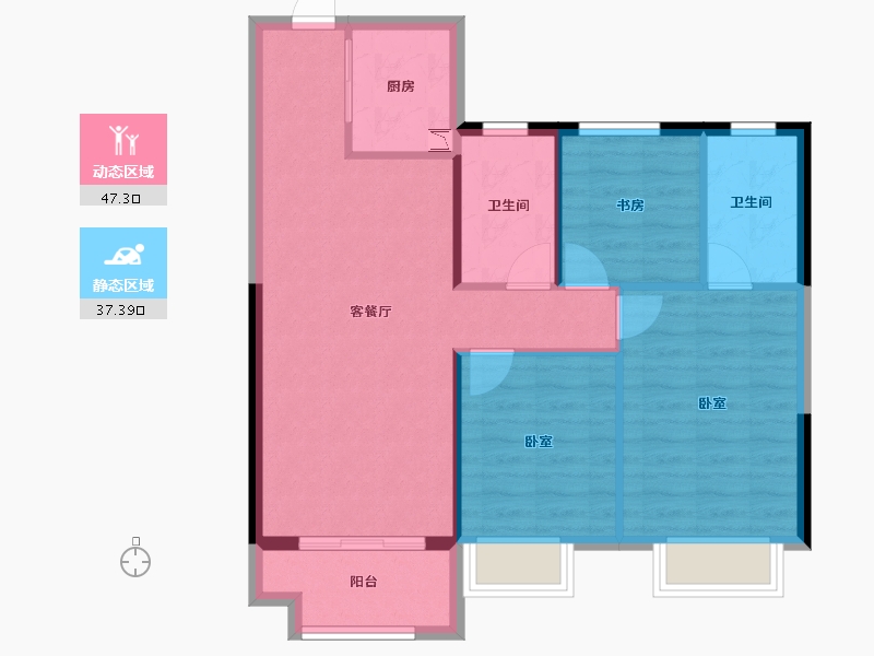 湖南省-株洲市-美的·铂悦府-76.77-户型库-动静分区