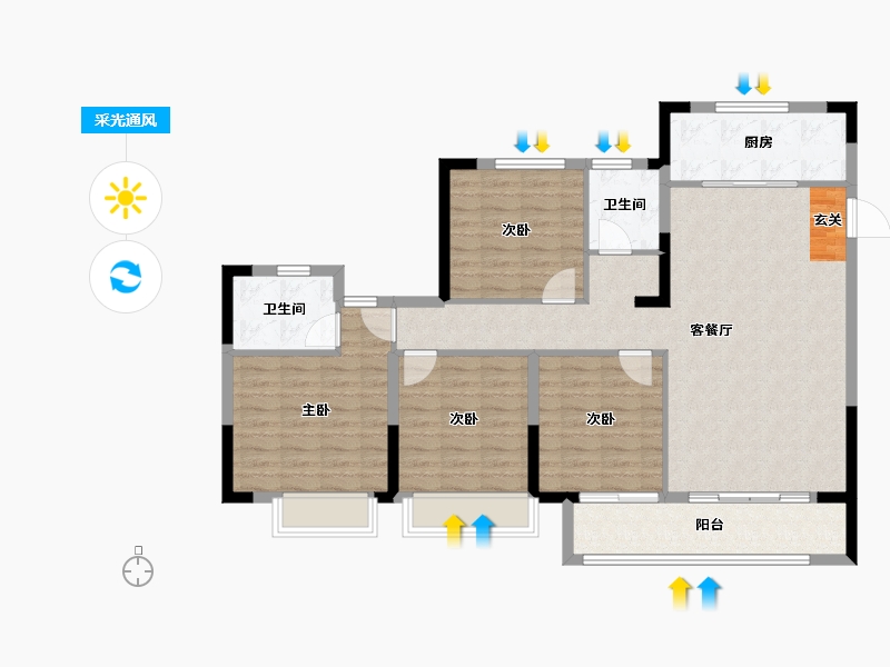 山东省-淄博市-中南高科创智花园-113.00-户型库-采光通风