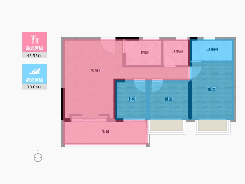 湖北省-黄冈市-万景楚园-64.51-户型库-动静分区