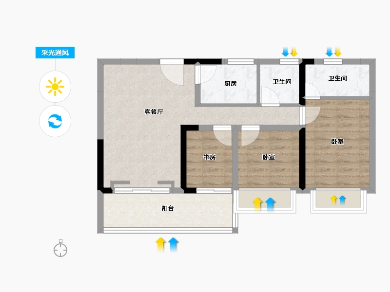 湖北省-黄冈市-万景楚园-64.51-户型库-采光通风