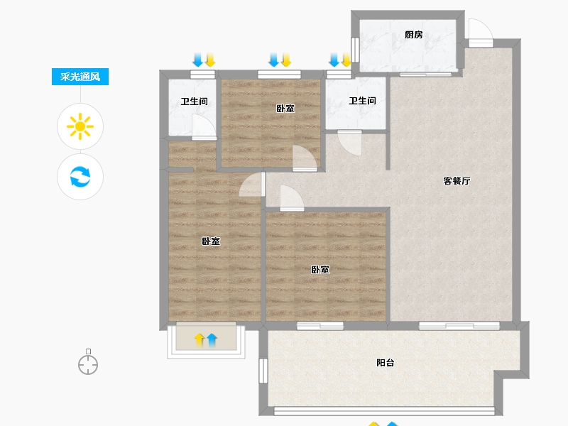 湖北省-黄冈市-城南•花语城-92.18-户型库-采光通风