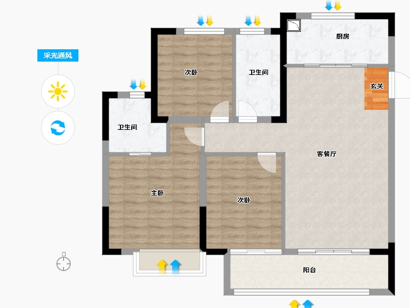 山东省-淄博市-中南高科创智花园-96.00-户型库-采光通风