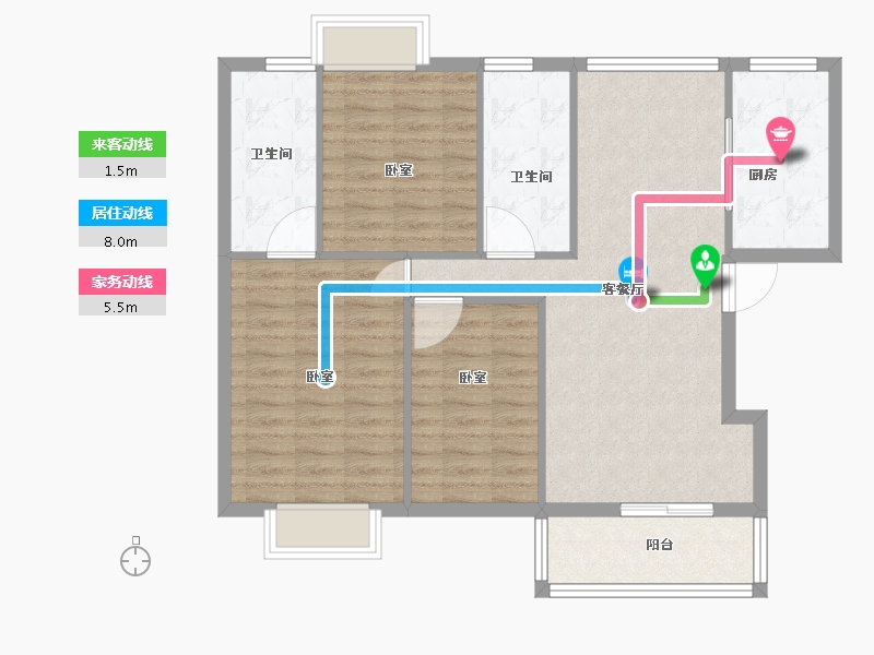 湖北省-黄冈市-康馨小区-92.20-户型库-动静线