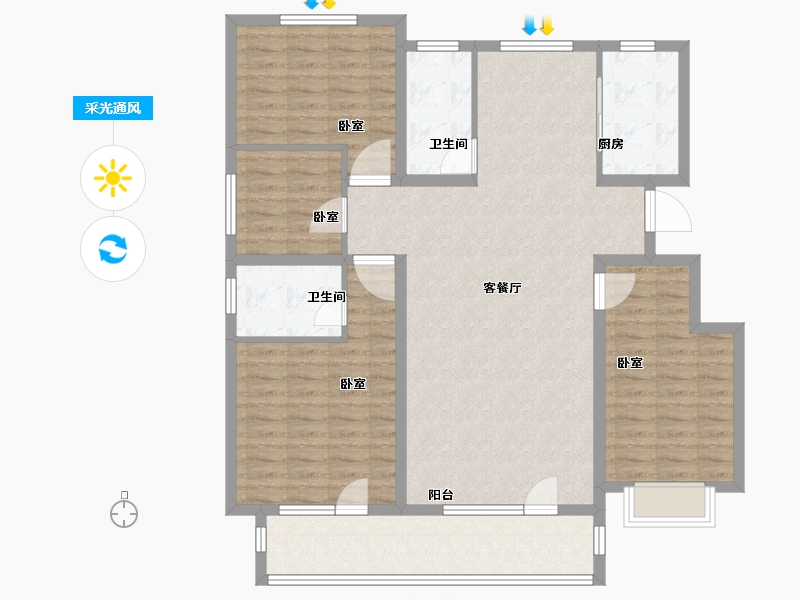 山东省-德州市-金都·明德府-122.00-户型库-采光通风