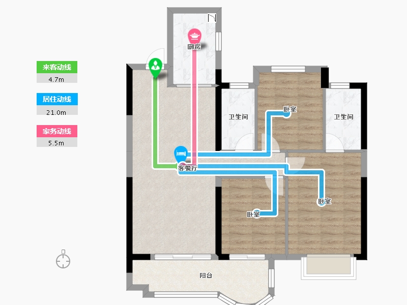 湖北省-黄冈市-实地黄冈蔷薇国际-83.99-户型库-动静线