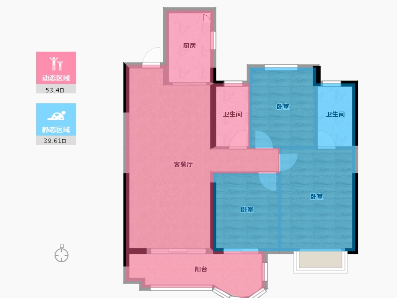 湖北省-黄冈市-实地黄冈蔷薇国际-83.99-户型库-动静分区