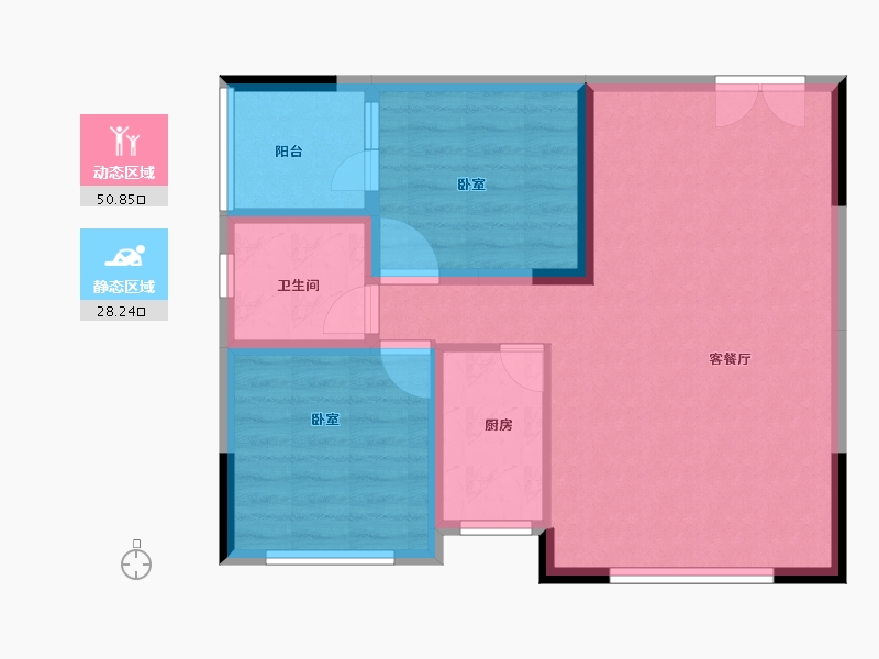 湖北省-襄阳市-梦想小镇-70.85-户型库-动静分区