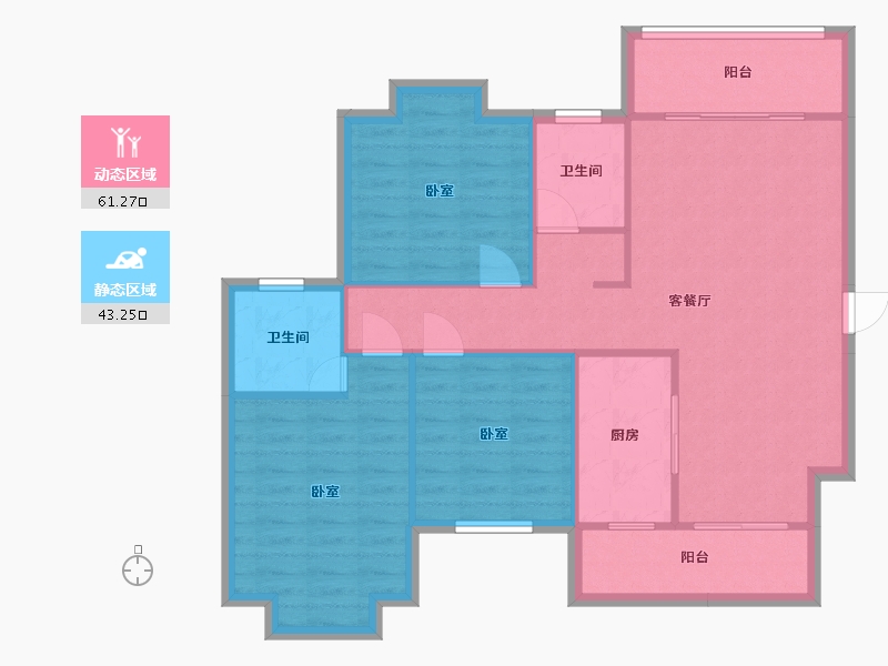 湖南省-常德市-致远·东城御府-95.13-户型库-动静分区