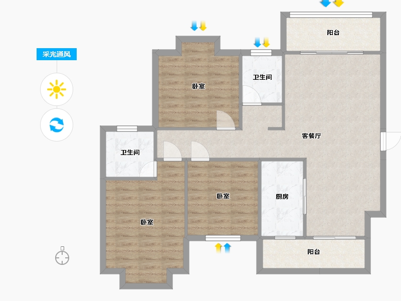 湖南省-常德市-致远·东城御府-95.13-户型库-采光通风