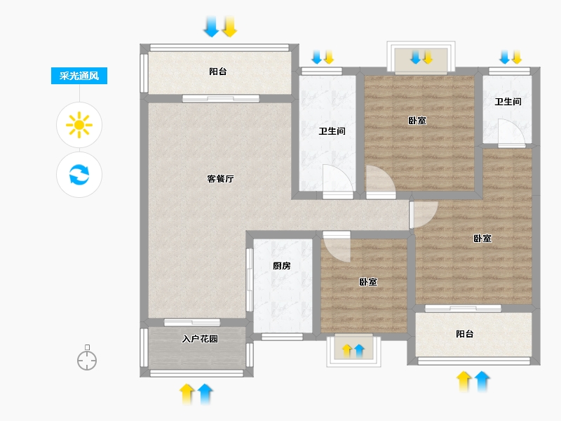 湖北省-黄冈市-金泰时代-102.10-户型库-采光通风