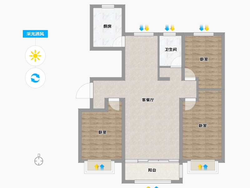 山东省-德州市-文鼎香邑水岸-94.45-户型库-采光通风