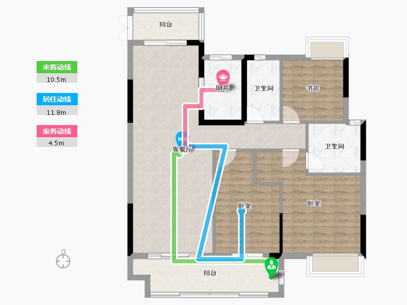 湖北省-黄冈市-中港水岸新城-107.28-户型库-动静线