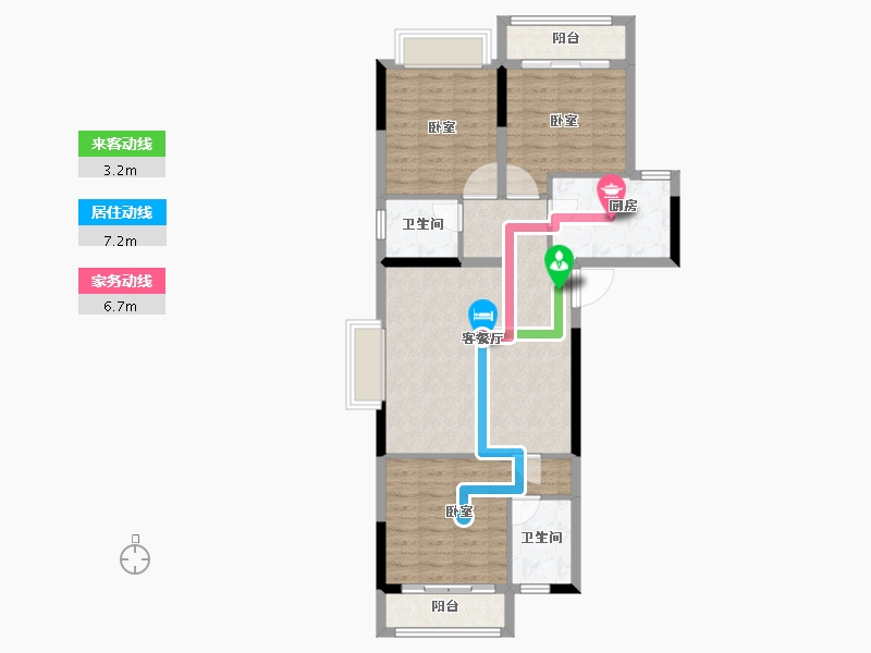 湖北省-荆州市-欧亚达阅城-85.79-户型库-动静线