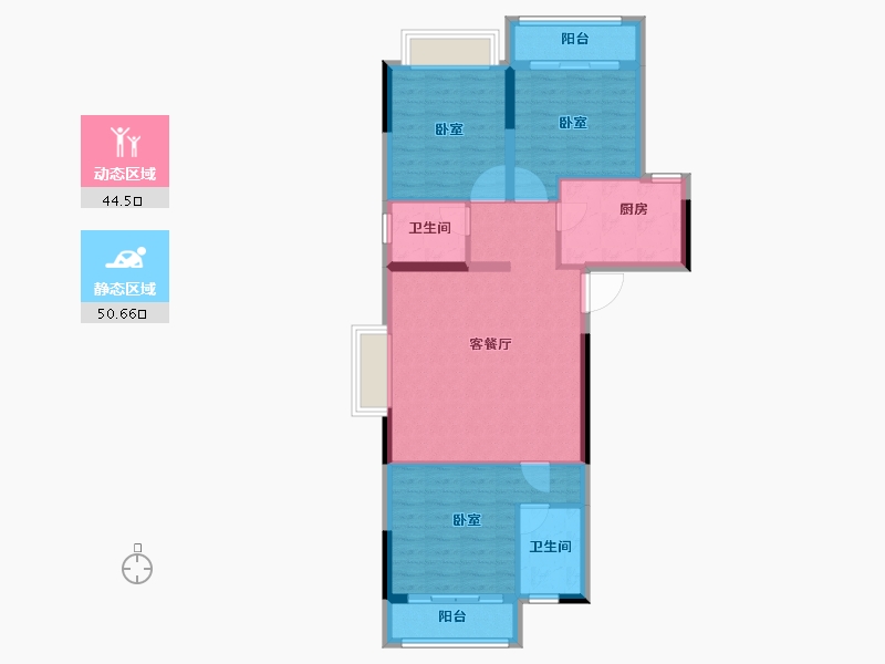 湖北省-荆州市-欧亚达阅城-85.79-户型库-动静分区