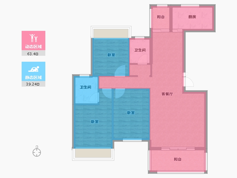 湖北省-咸宁市-公园里·学府-92.51-户型库-动静分区