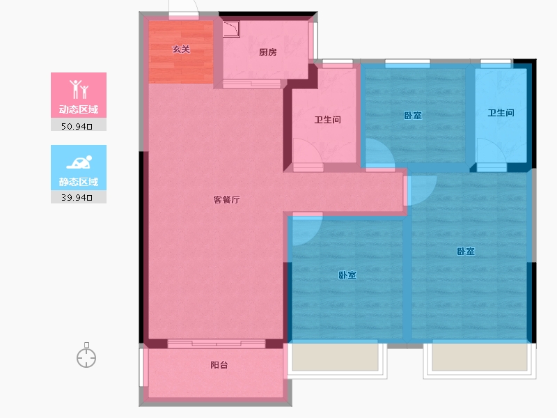 湖南省-衡阳市-华远万江府-80.00-户型库-动静分区