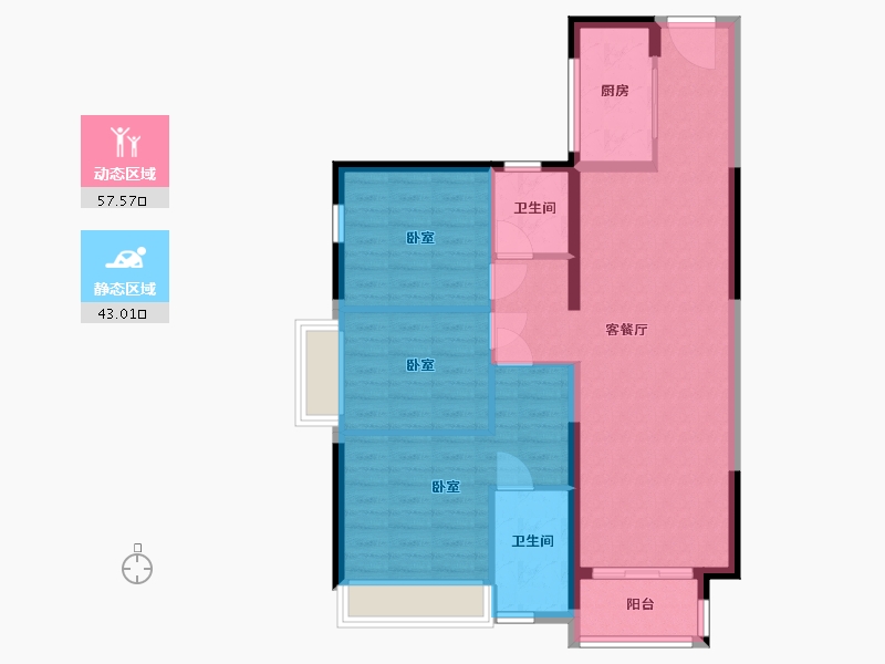 湖北省-武汉市-武汉锦绣香江-90.70-户型库-动静分区