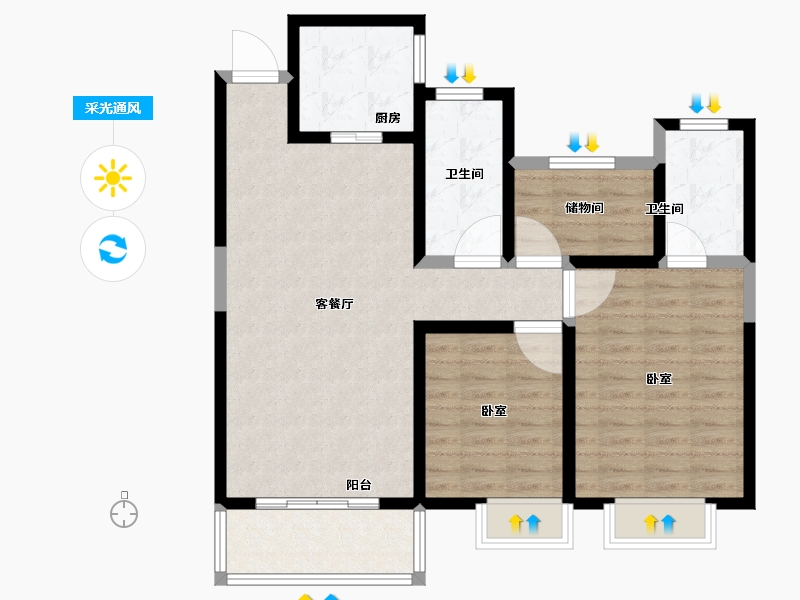 江苏省-宿迁市-碧桂园·中南珑悦-91.00-户型库-采光通风