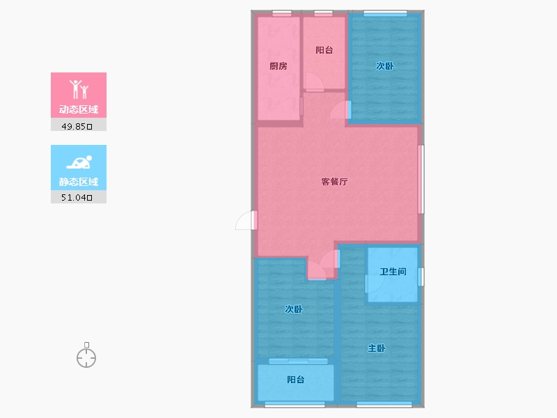 山东省-潍坊市-中冶潍坊公馆-90.40-户型库-动静分区