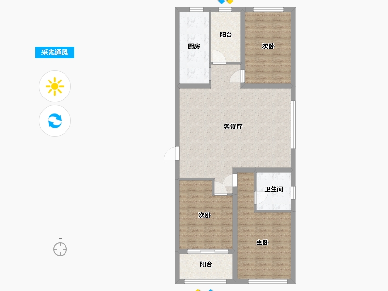 山东省-潍坊市-中冶潍坊公馆-90.40-户型库-采光通风