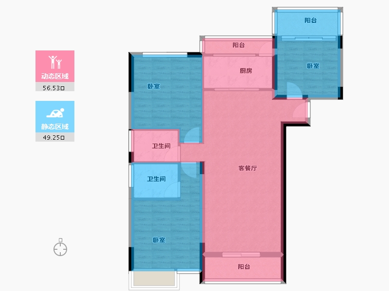 湖北省-襄阳市-房投翰林府-95.33-户型库-动静分区