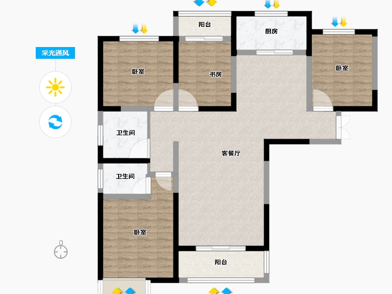 河南省-郑州市-长江一号宏图-115.00-户型库-采光通风