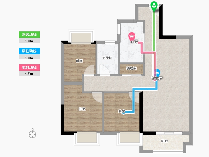 湖北省-黄冈市-南德上林公馆-72.55-户型库-动静线