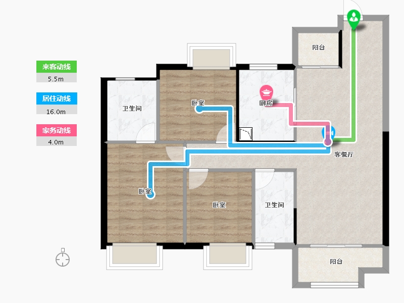 湖南省-株洲市-美的·铂悦府-86.07-户型库-动静线