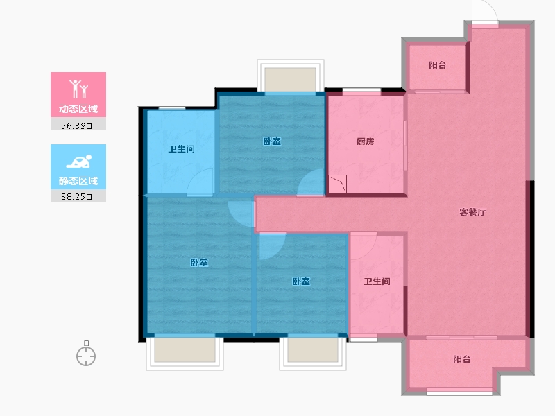 湖南省-株洲市-美的·铂悦府-86.07-户型库-动静分区