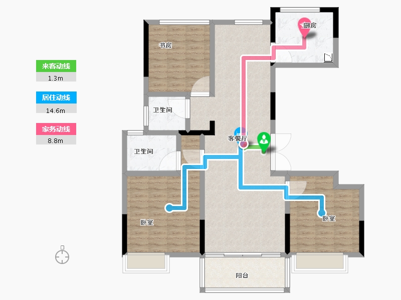 湖北省-襄阳市-盛世兴隆-113.40-户型库-动静线