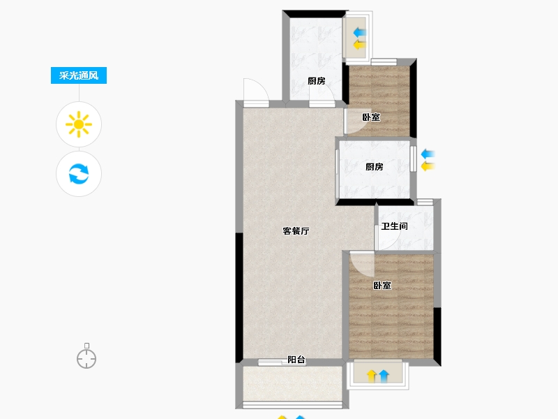 河南省-郑州市-美盛教育港湾-71.00-户型库-采光通风