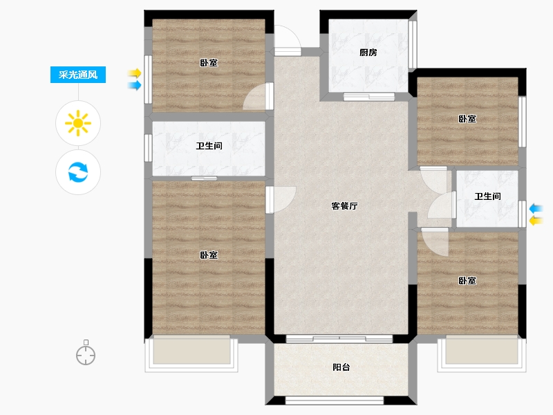 湖北省-宜昌市-公园大观-93.48-户型库-采光通风