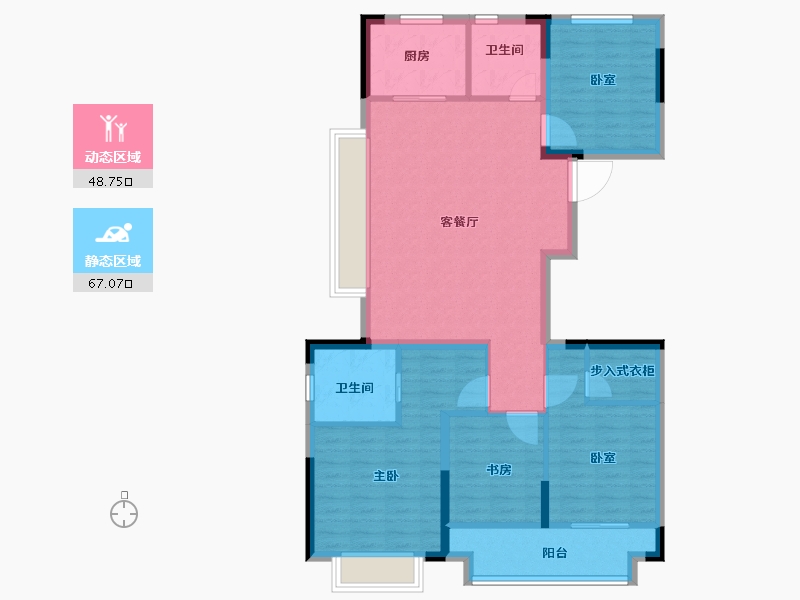 浙江省-金华市-万固西江月-104.19-户型库-动静分区