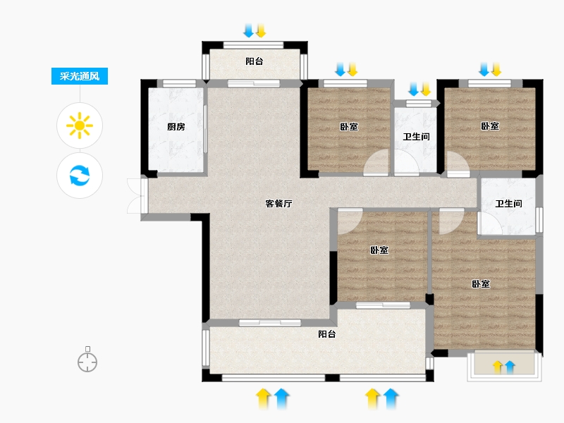 湖北省-黄冈市-龙玺湾-110.00-户型库-采光通风