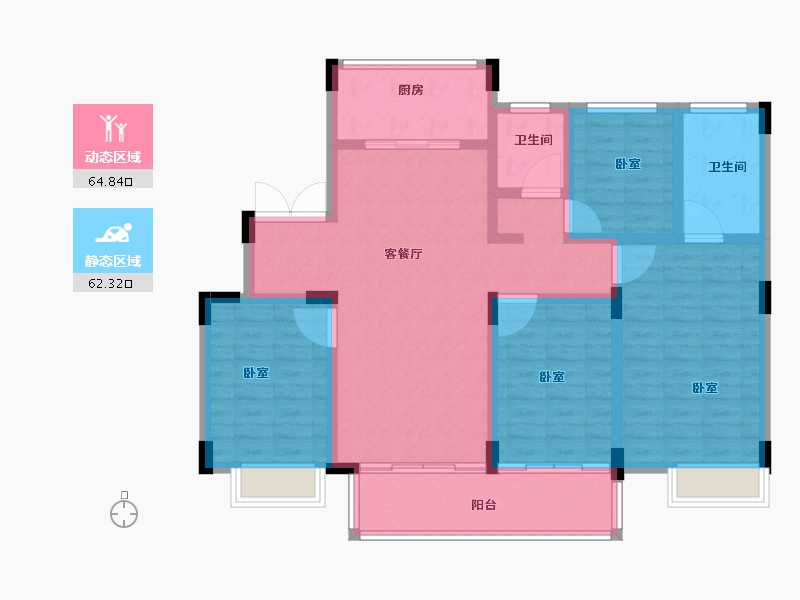 湖北省-襄阳市-盛世兴隆-113.83-户型库-动静分区