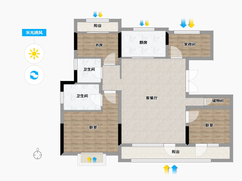 山东省-济宁市-中南珑悦-113.01-户型库-采光通风